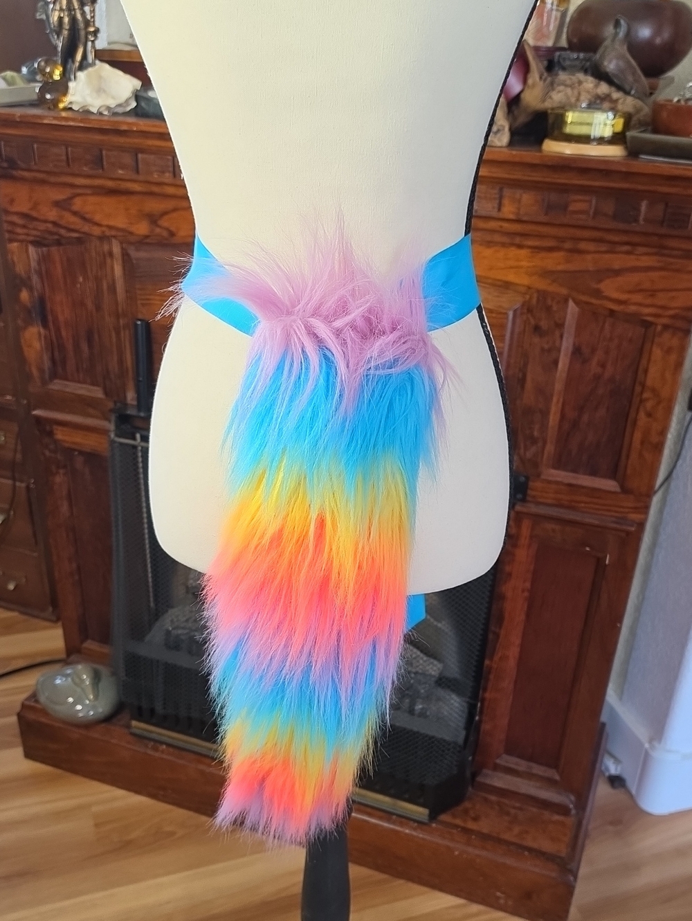 Rainbow Faux Fur Tail Belt by Justice